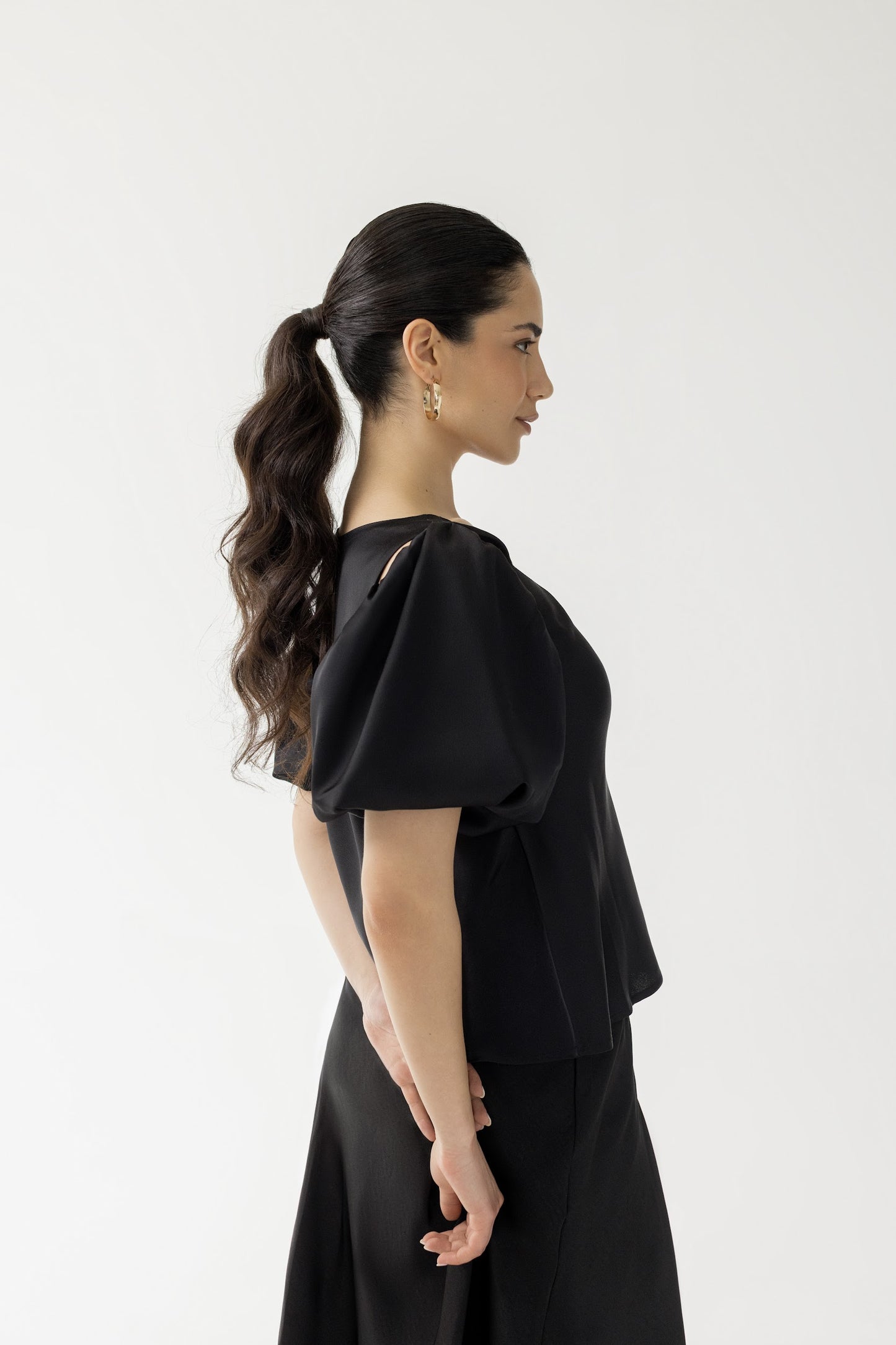 Malli Bias Top with Detachable Puff Sleeves